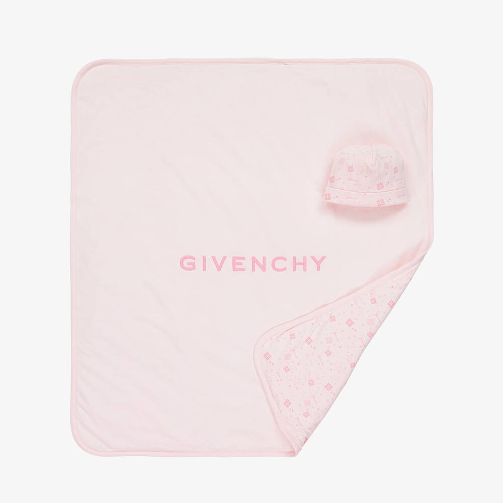 Givenchy-Pink Cotton Hat & Padded Blanket Set (78cm) | Childrensalon Outlet