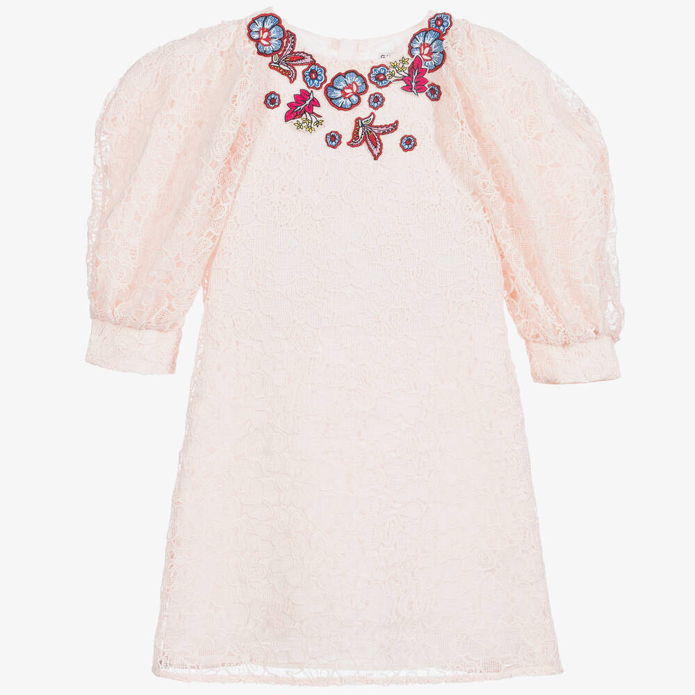 Givenchy - Розовое кружевное платье с цветами | Childrensalon
