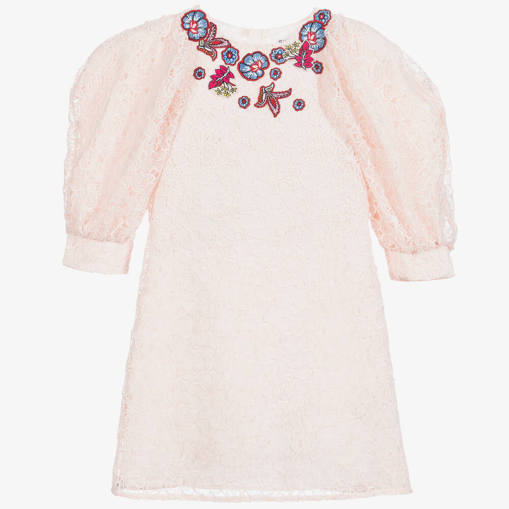 Givenchy-Pink Floral Lace Dress | Childrensalon Outlet