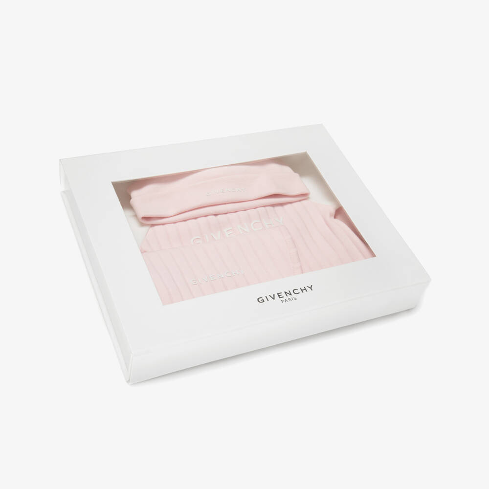 Givenchy-Pink Logo Print Cotton Babygrow Gift Set | Childrensalon Outlet
