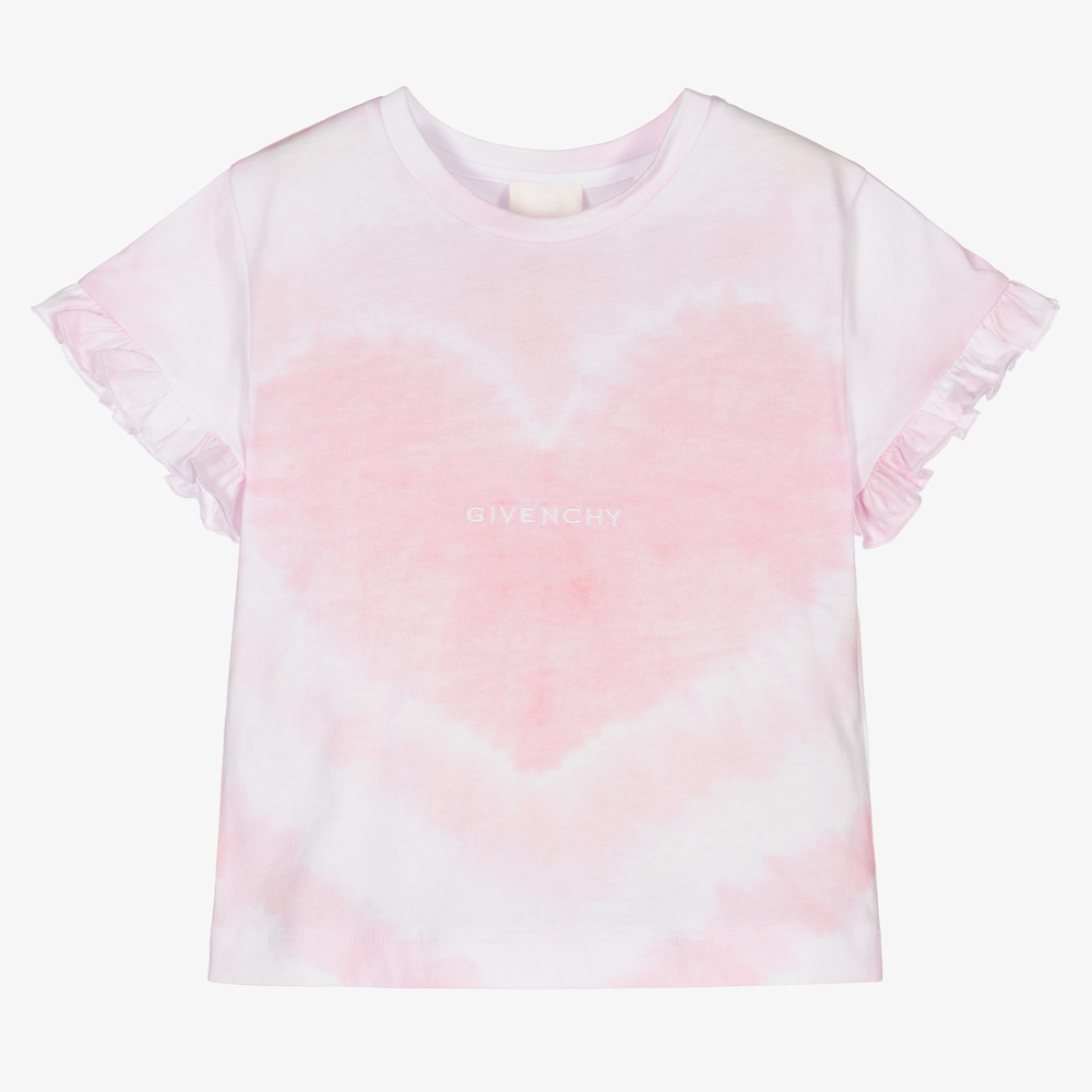 Givenchy - Розовая футболка с сердцем с эффектом тай-дай | Childrensalon