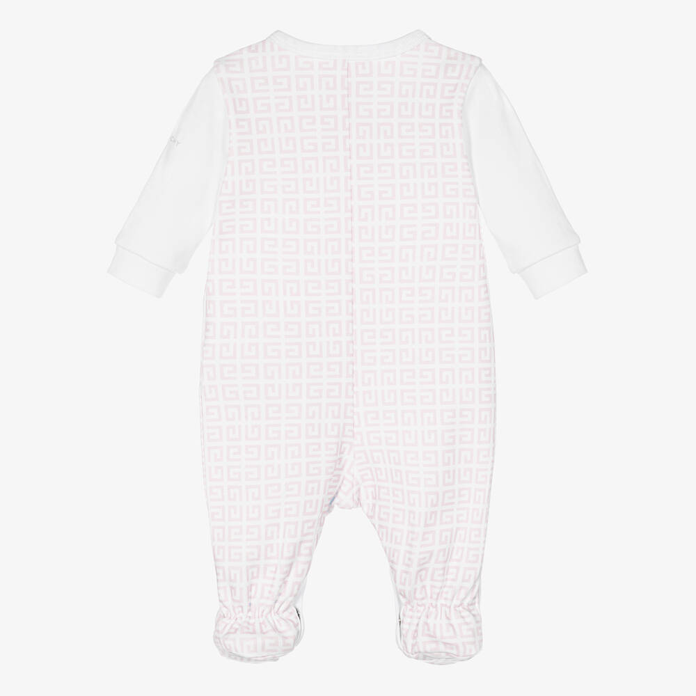 Givenchy-Розово-белый комбинезон с принтом 4G | Childrensalon Outlet