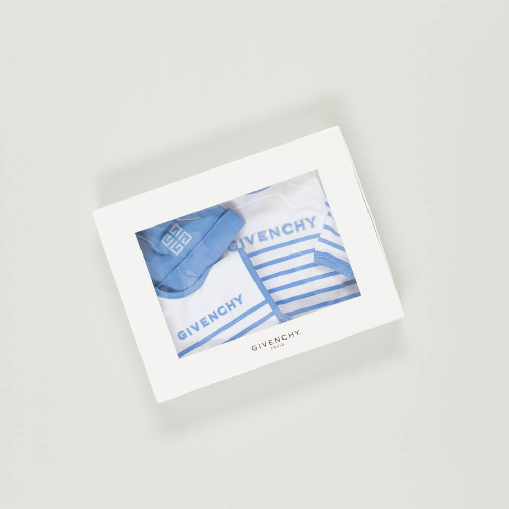 Givenchy-Preloved Blue Stripe Cotton Babysuit Gift Set (1 month) | Childrensalon Outlet