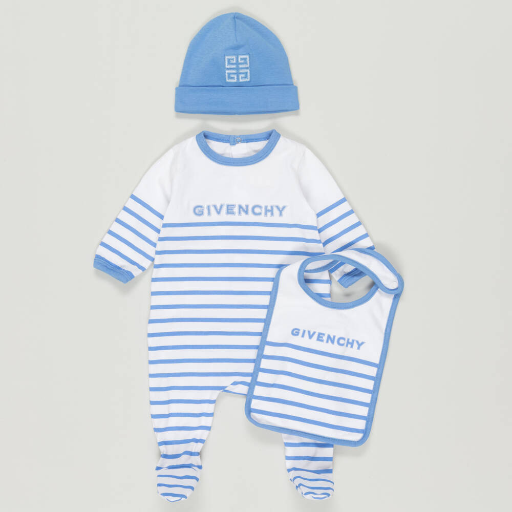 Givenchy-Preloved Blue Stripe Cotton Babysuit Gift Set (1 month) | Childrensalon Outlet