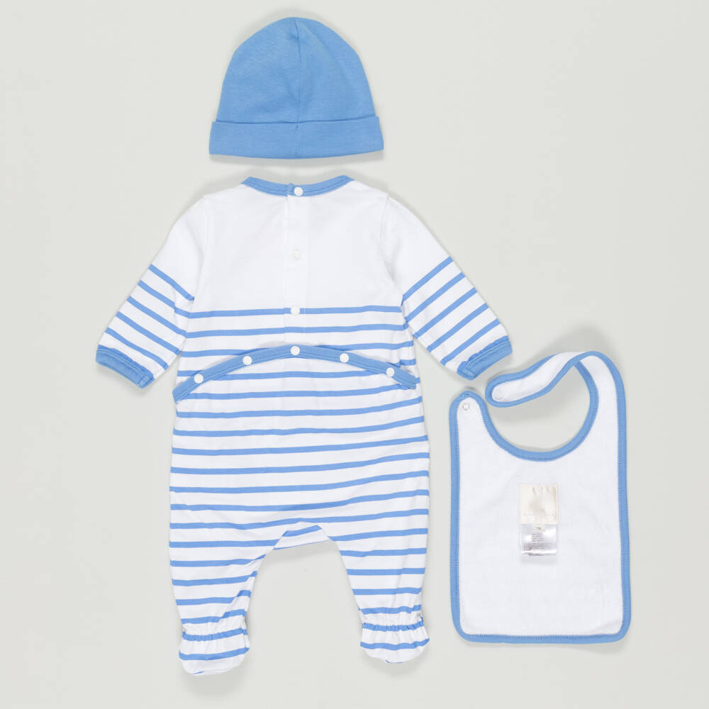 Givenchy-Preloved Blue Stripe Cotton Babysuit Gift Set (1 month) | Childrensalon Outlet