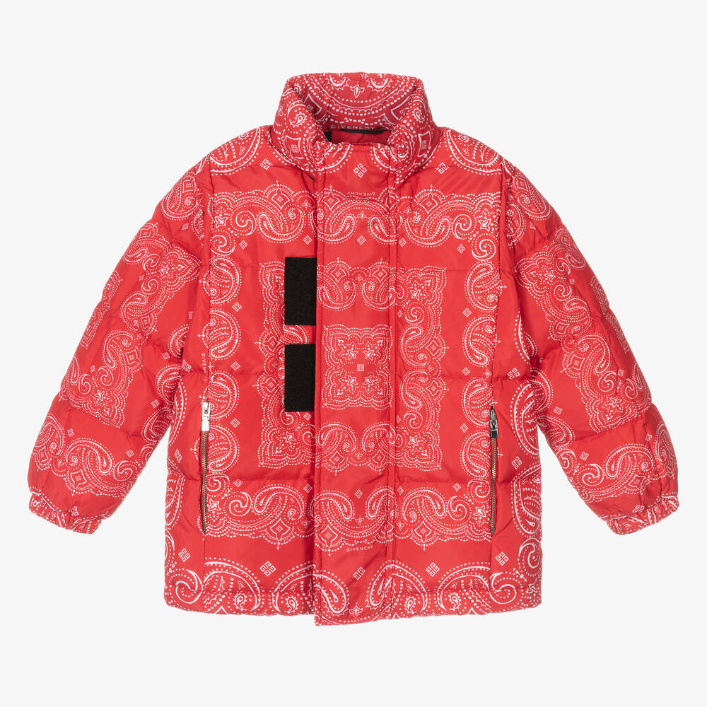 Givenchy - Rote Daunenjacke mit Bandana-Print | Childrensalon