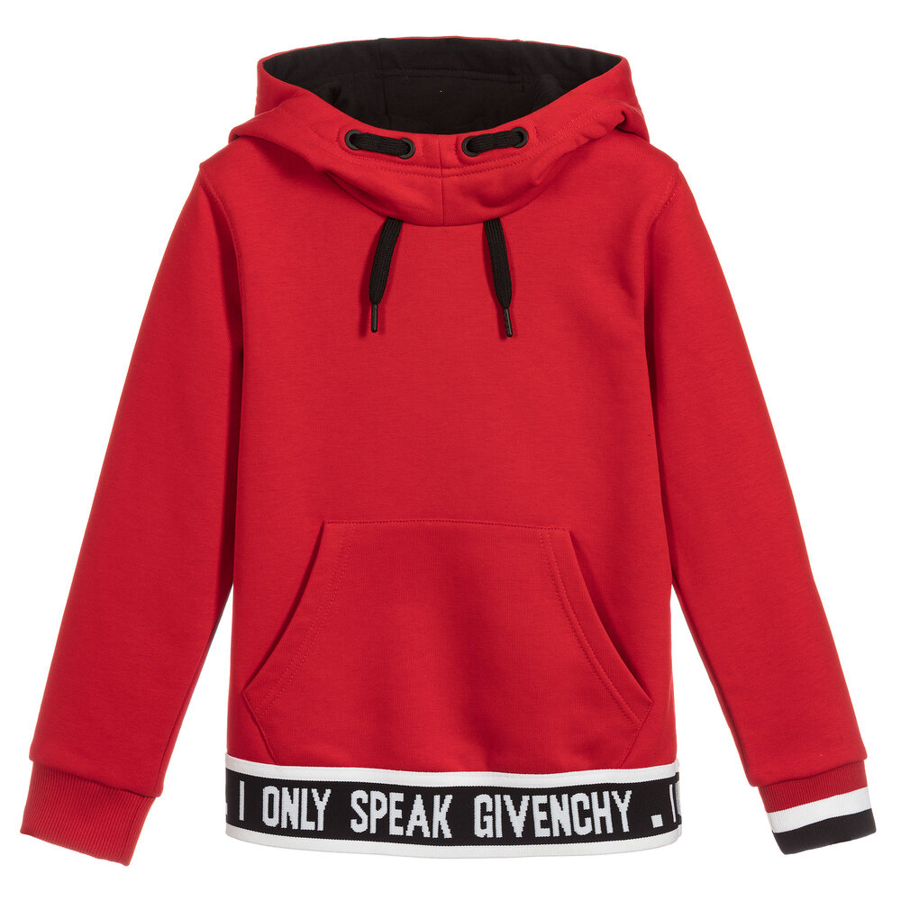 Givenchy - سويتشيرت قطن جيرسي لون أحمر للأولاد | Childrensalon