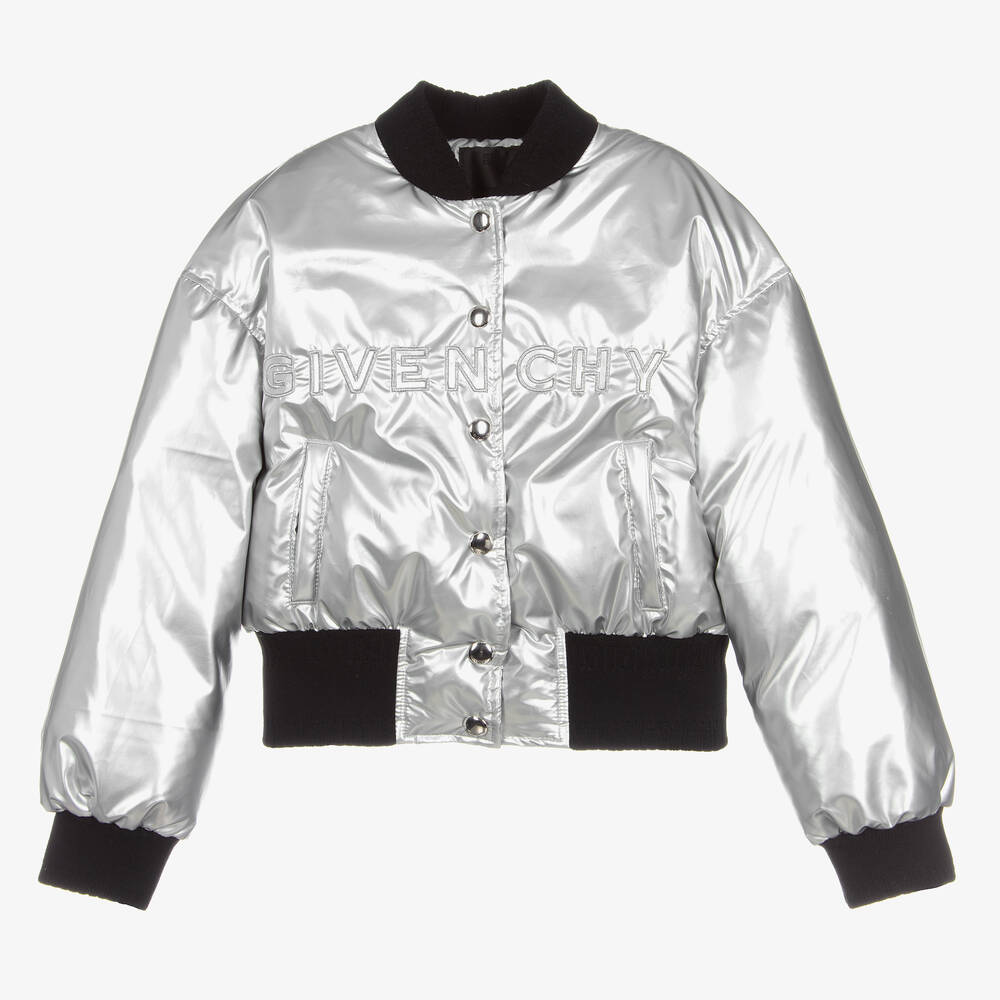Givenchy - Silver Down Padded Logo Jacket | Childrensalon