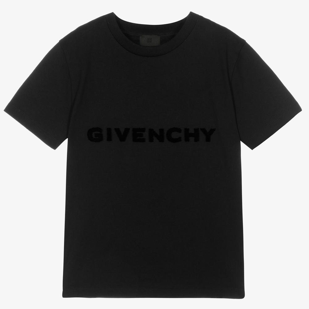 Givenchy-تيشيرت تينز ولادي قطن لون أسود | Childrensalon Outlet