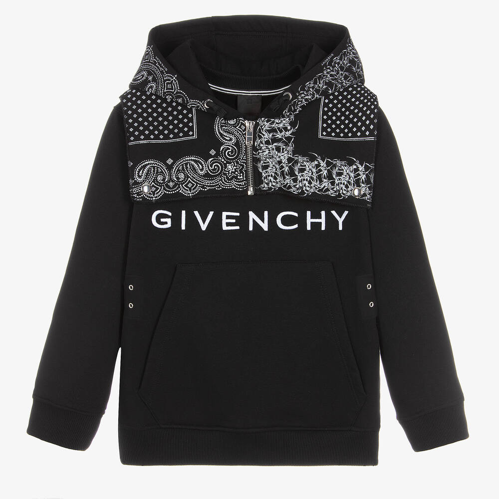 Givenchy - هودي تينز ولادي قطن جيرسي لون أسود | Childrensalon