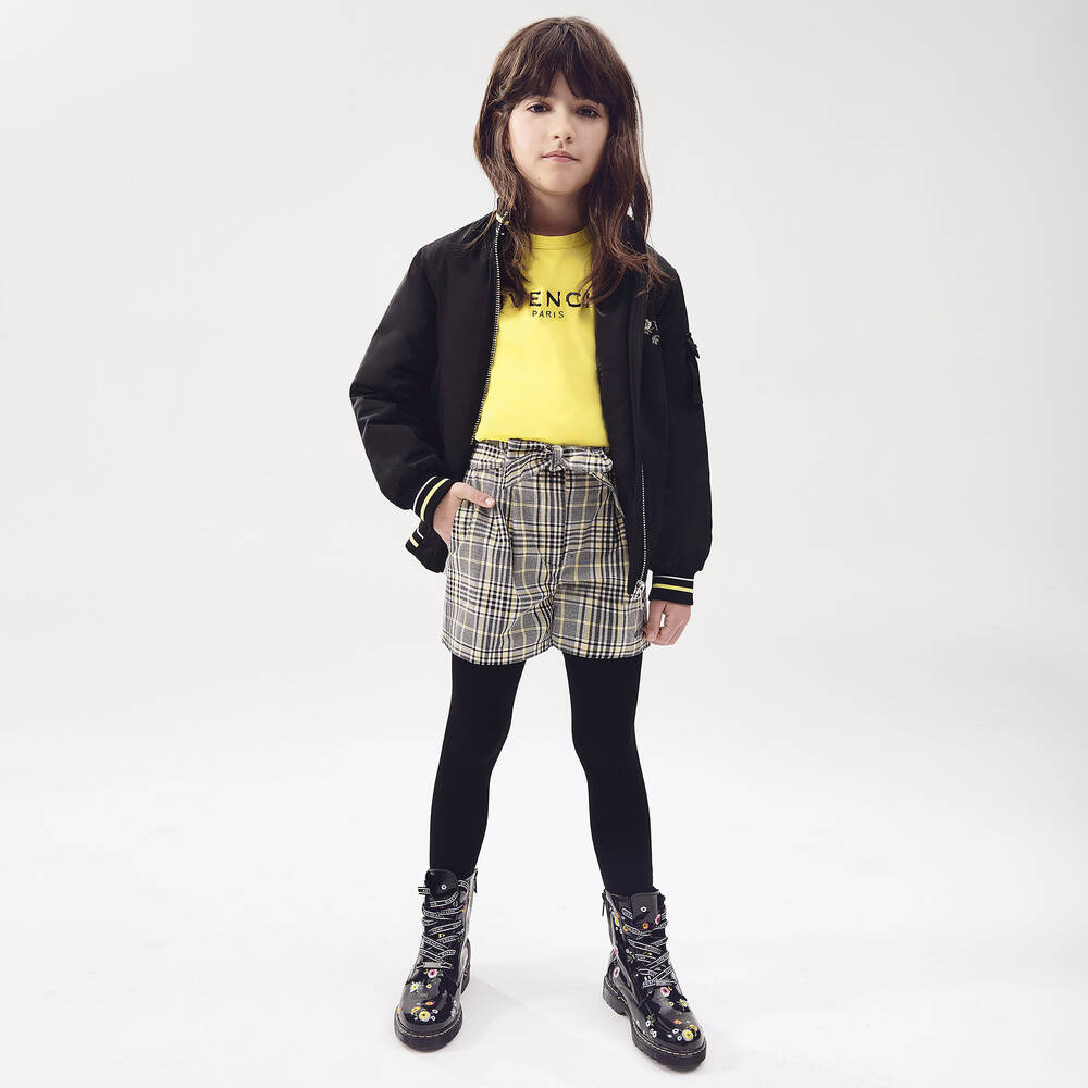 Givenchy-Teen Black Check Logo Shorts | Childrensalon Outlet