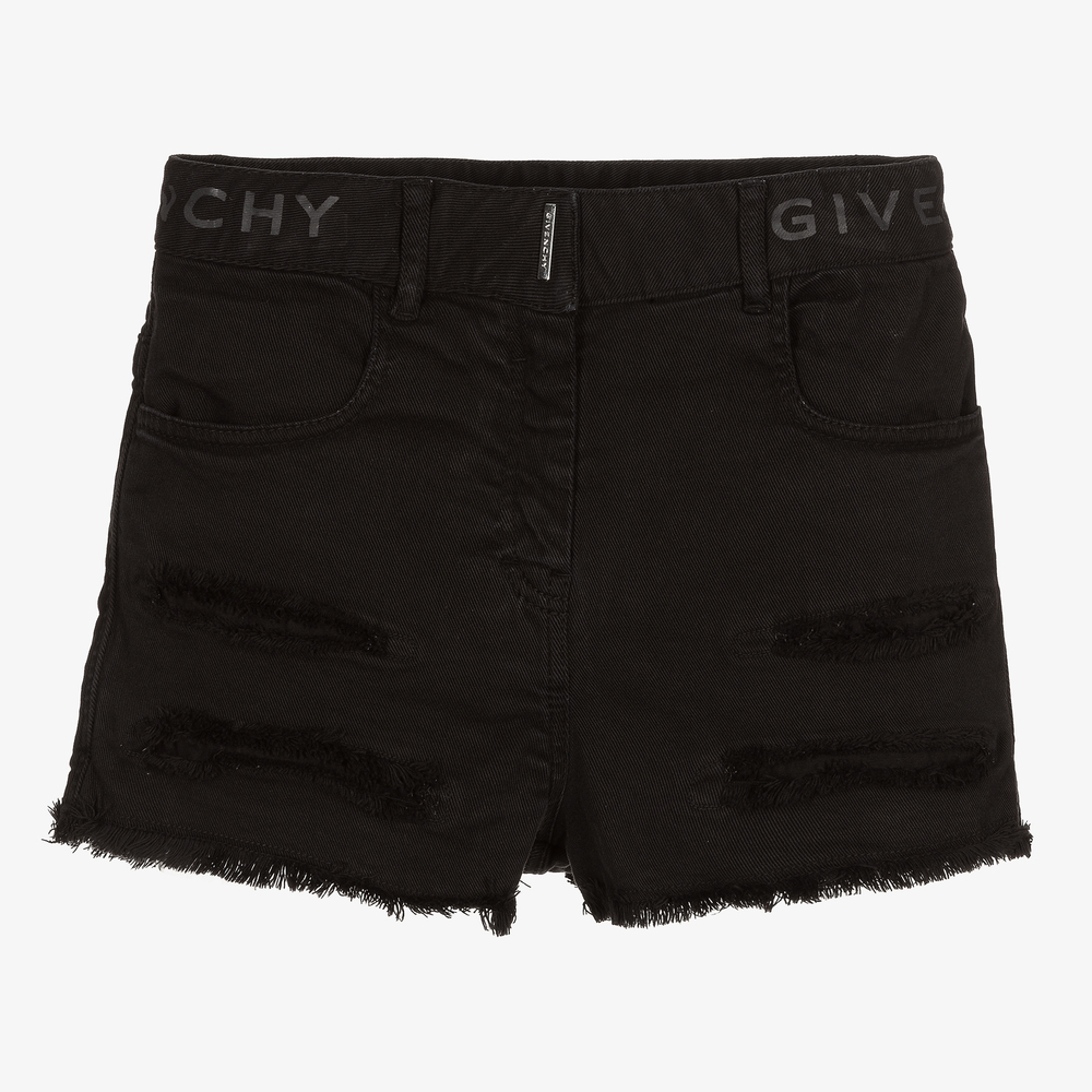 Givenchy - Teen Black Cotton Logo Shorts | Childrensalon