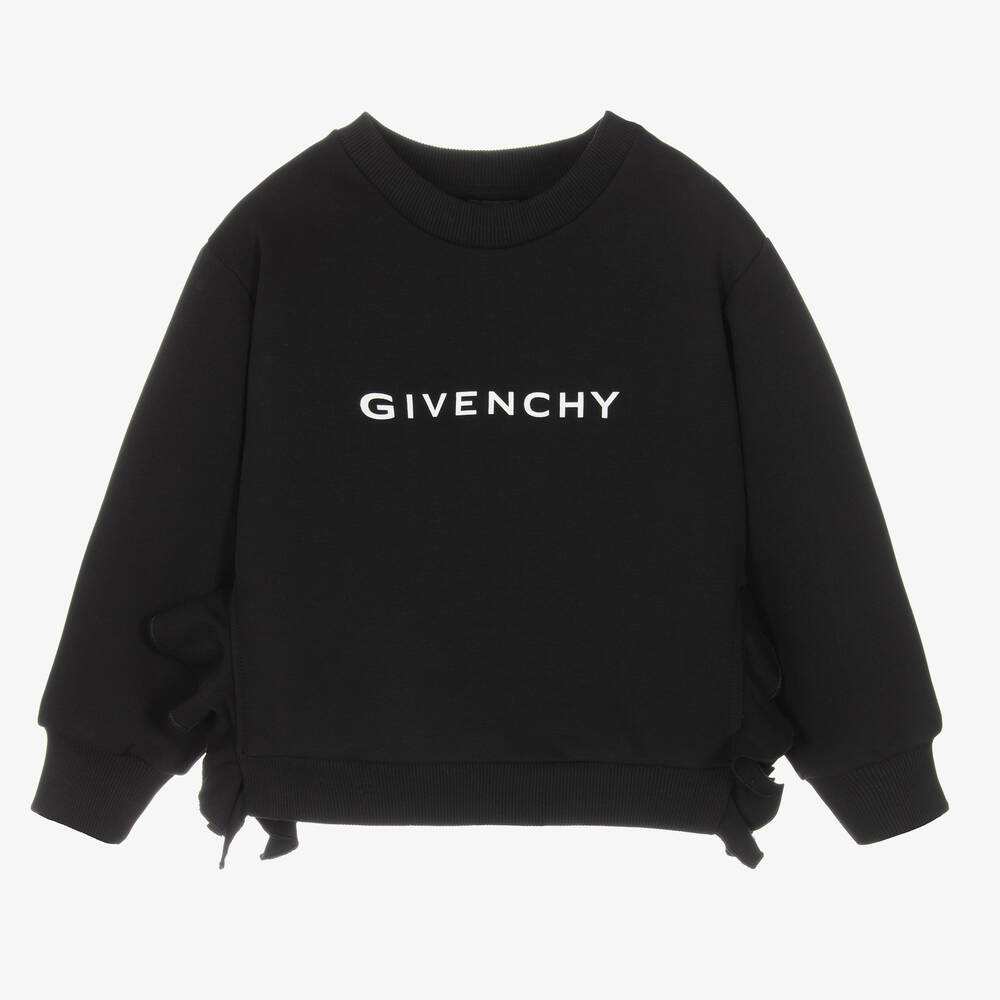 Givenchy - سويتشيرت تينز بناتي قطن جيرسي لون أسود | Childrensalon