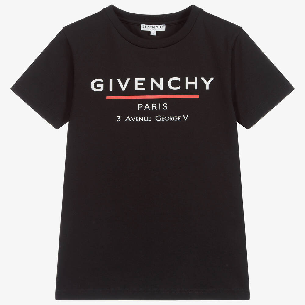 Givenchy - تيشيرت قطن لون أسود، أبيض وأحمر | Childrensalon