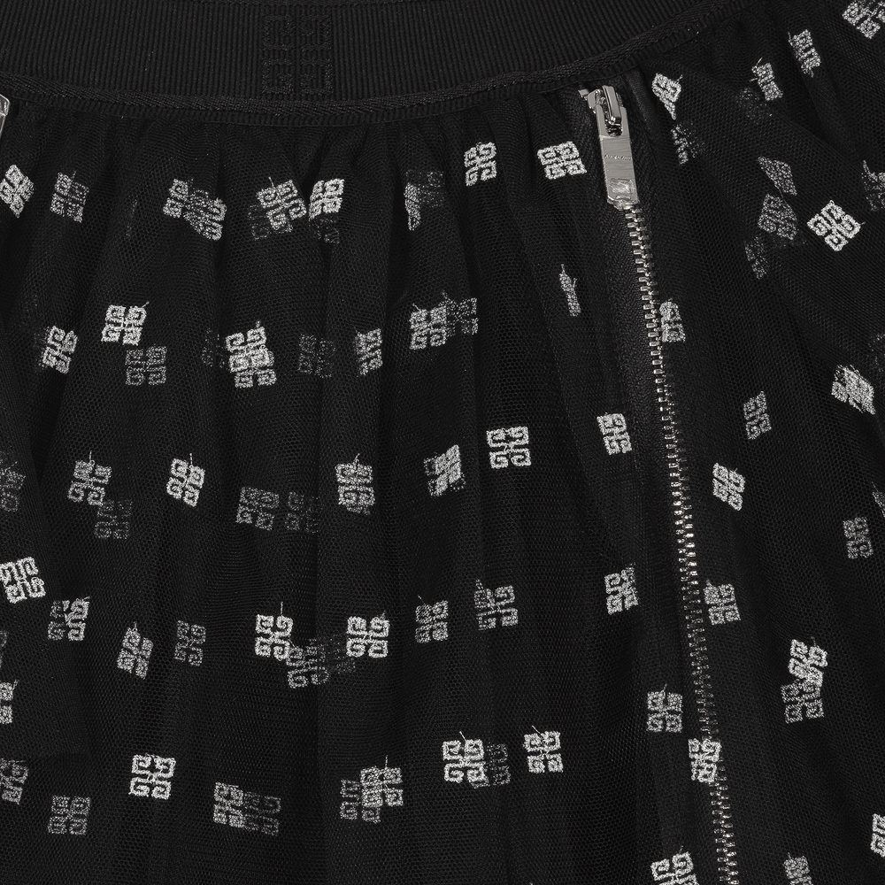 Givenchy-Teen Black Tulle Logo Skirt | Childrensalon Outlet