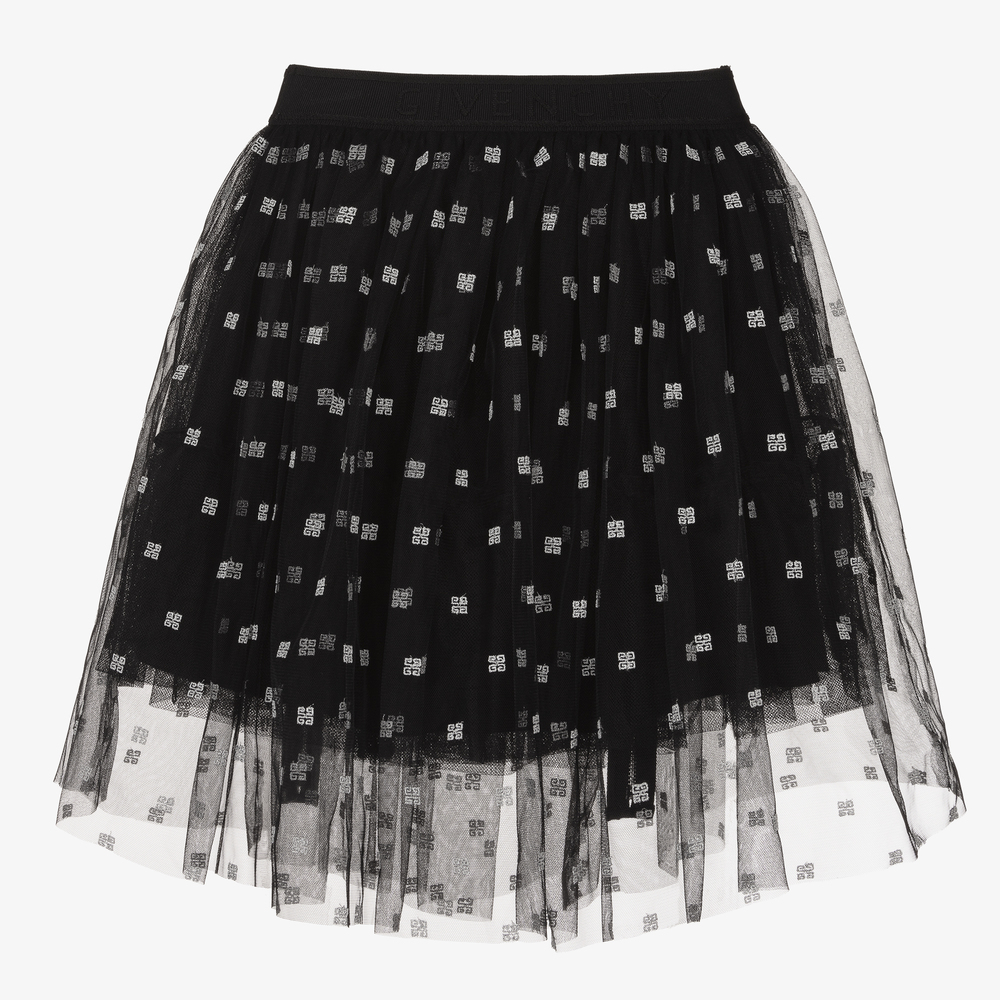 Givenchy-Teen Black Tulle Logo Skirt | Childrensalon Outlet