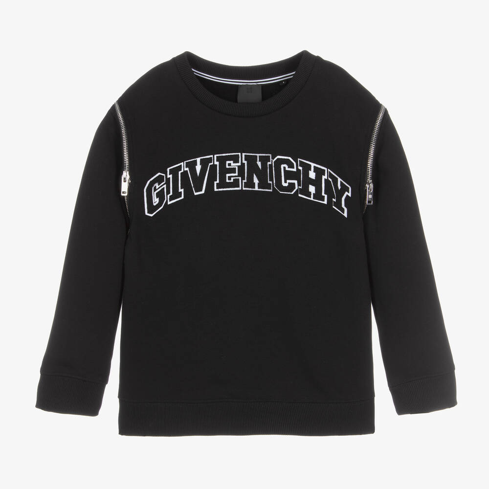 Givenchy - سويتشيرت 2 في 1 تينز ولادي قطن جيرسي لون أسود | Childrensalon