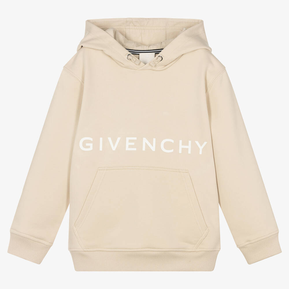 Givenchy - توب هودي تينز ولادي قطن جيرسي لون بيج | Childrensalon