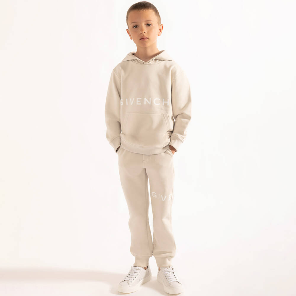 Givenchy - Teen Boys Beige 4G Logo Hoodie | Childrensalon Outlet