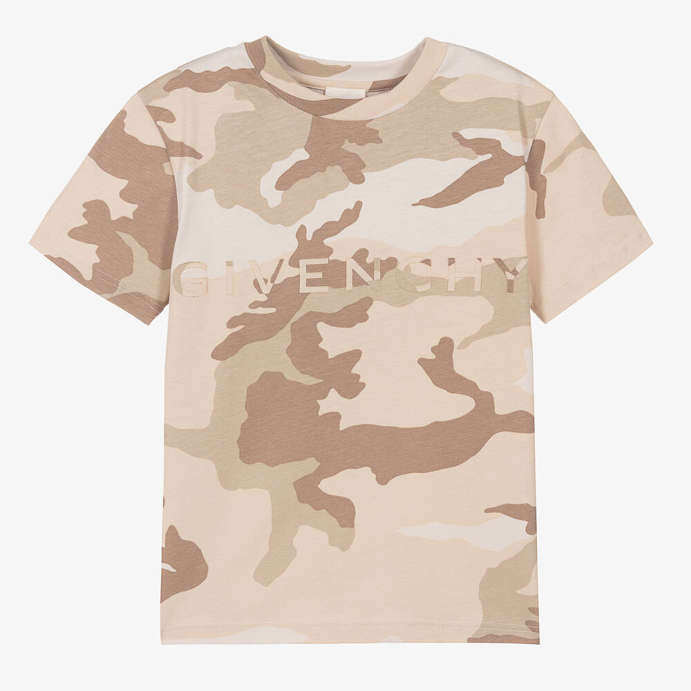Givenchy - Teen Boys Beige Camouflage Cotton T-Shirt | Childrensalon
