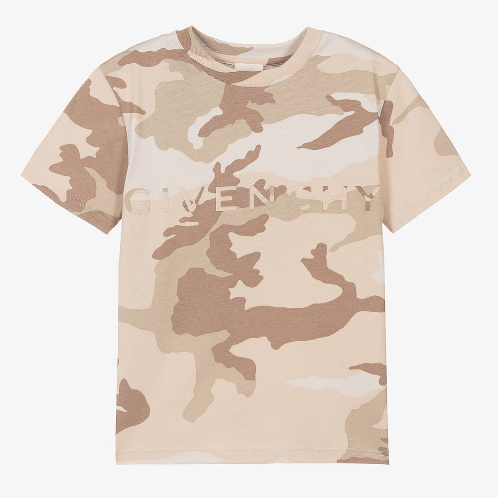 Givenchy-تيشيرت تينز ولادي قطن لون بيج | Childrensalon Outlet