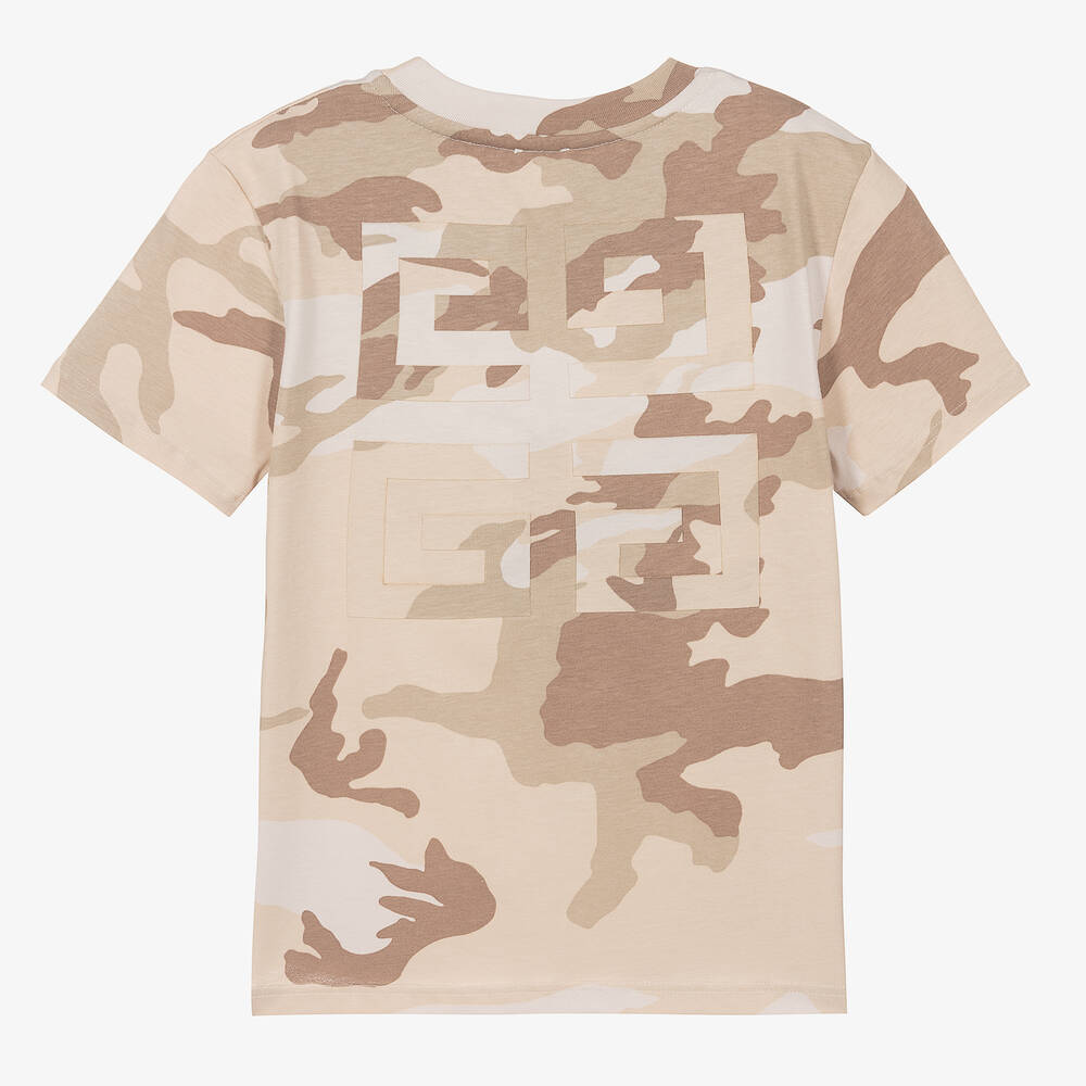Givenchy-Бежевая хлопковая футболка с камуфляжным принтом | Childrensalon Outlet