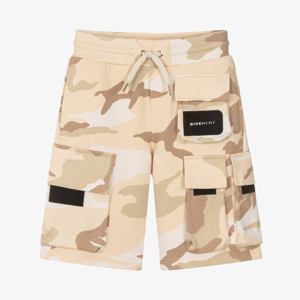 Givenchy - Teen Boys Beige Camouflage Utility Shorts | Childrensalon