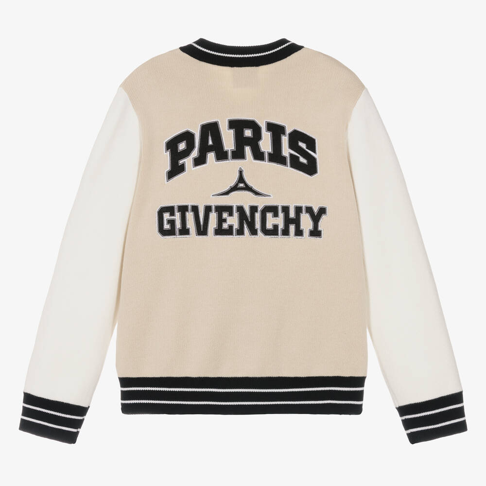 Givenchy-كارديغان قطن محبوك لون بيج وعاجي للمراهقين | Childrensalon Outlet