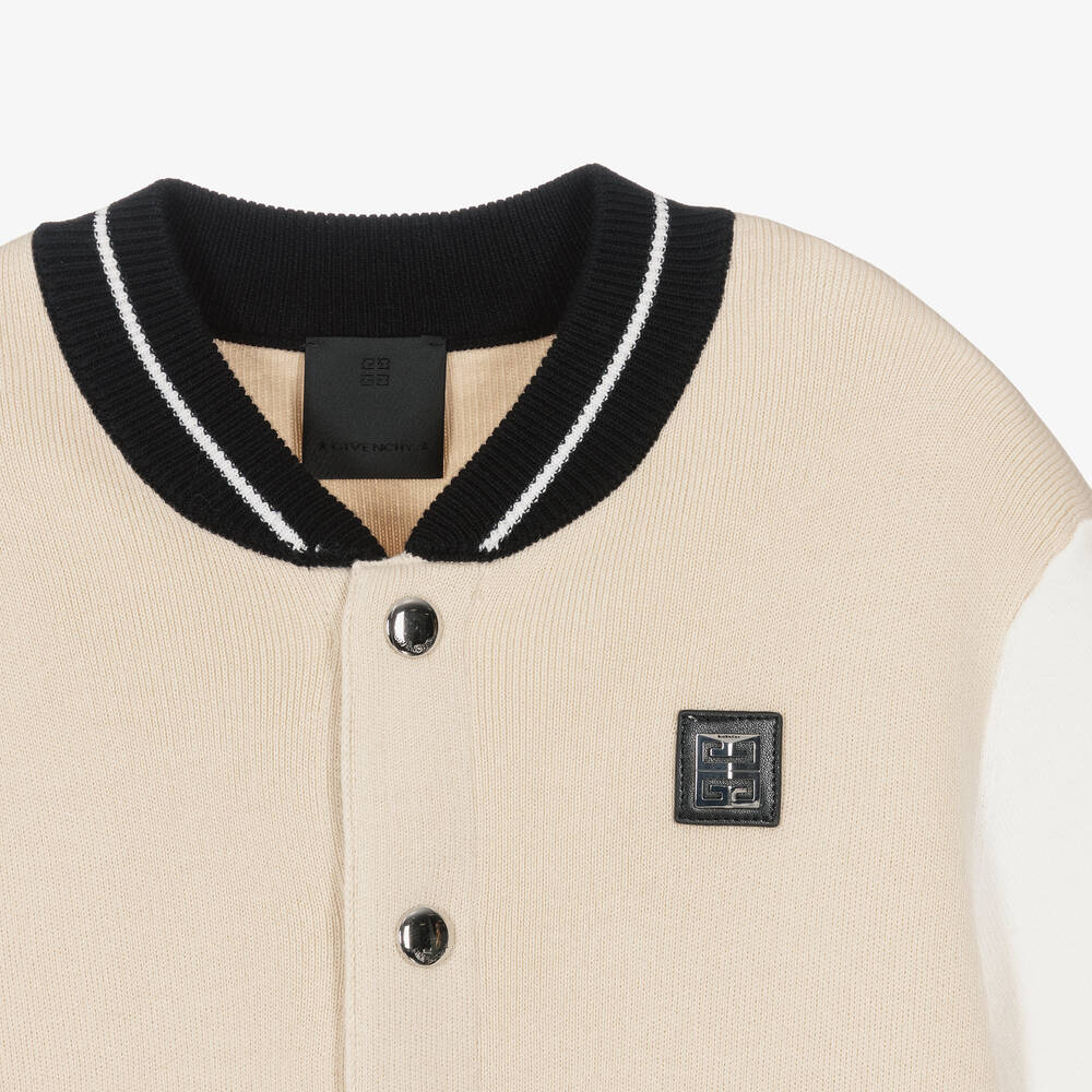 Givenchy-كارديغان قطن محبوك لون بيج وعاجي للمراهقين | Childrensalon Outlet