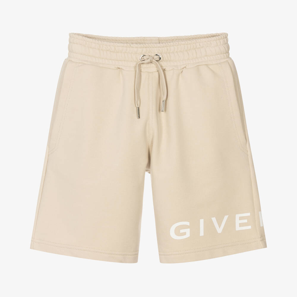 Givenchy - Teen Boys Beige Cotton Logo Shorts | Childrensalon