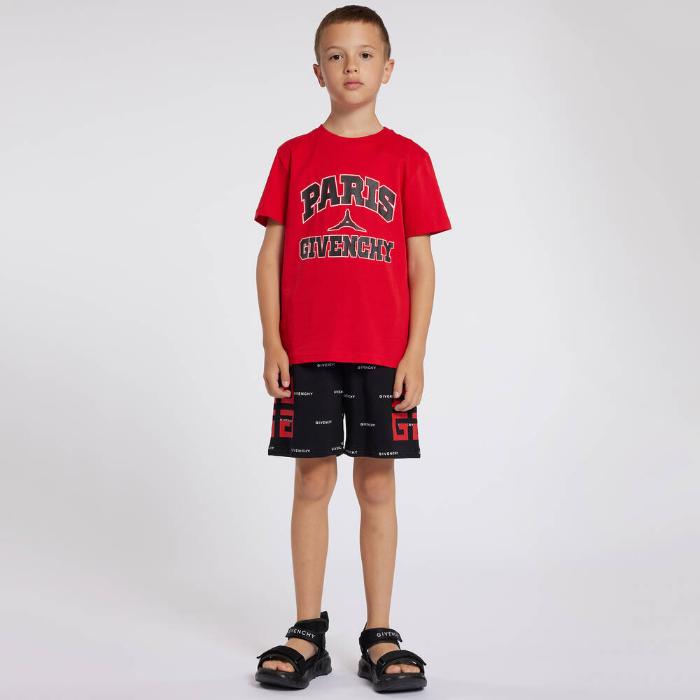 Givenchy-Teen Boys Black 4G Cotton Shorts | Childrensalon Outlet