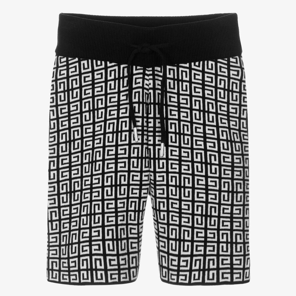 Givenchy - Teen Boys Black 4G Jacquard Knit Shorts | Childrensalon