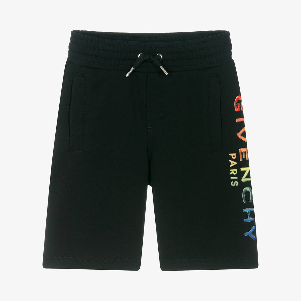 Givenchy - Teen Boys Black Cotton Logo Shorts | Childrensalon