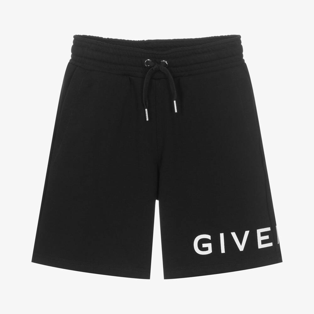 Givenchy-Teen Boys Black Cotton Logo Shorts  | Childrensalon Outlet