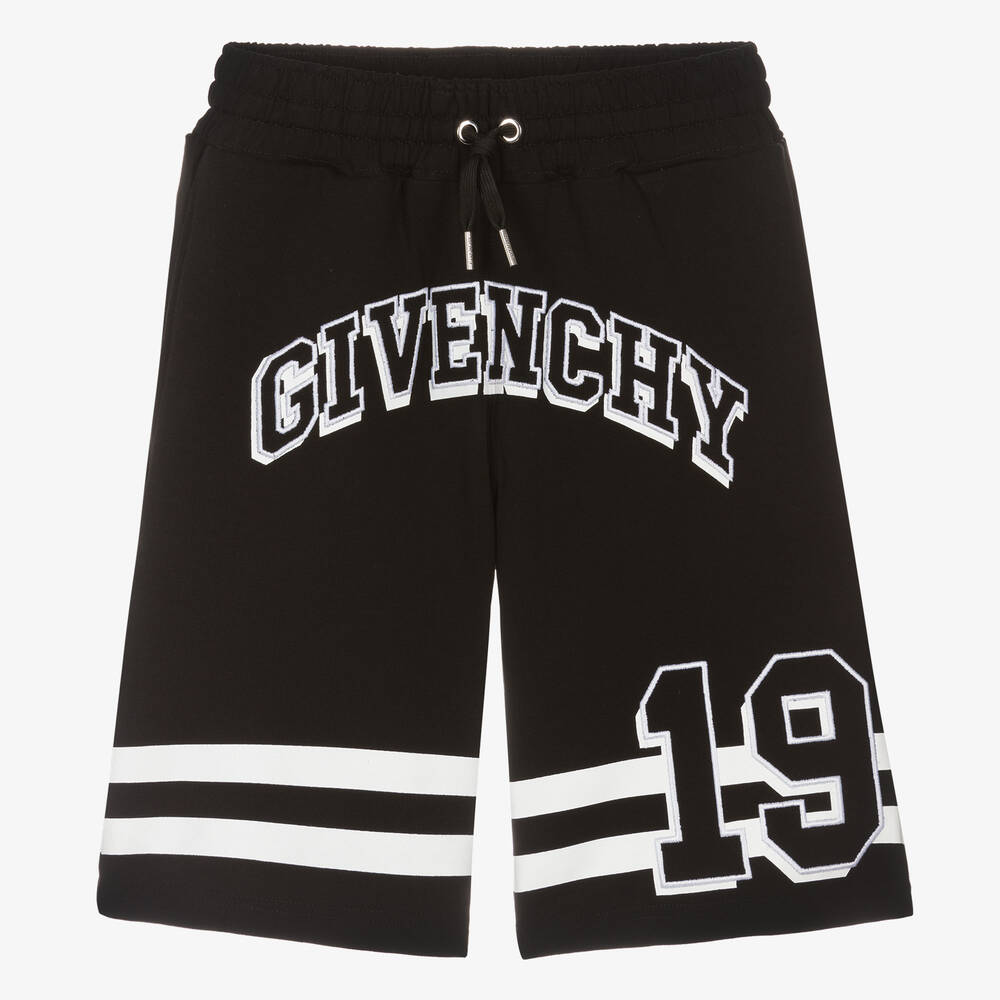 Givenchy-Teen Boys Black Cotton Varsity Shorts | Childrensalon Outlet
