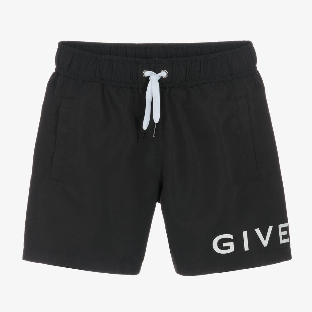 Givenchy - Teen Boys Black & White Logo Swim Shorts | Childrensalon