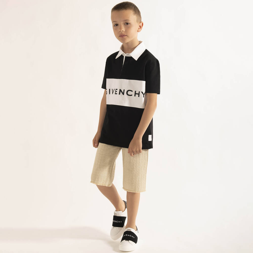Givenchy Teen Boys Black & White Rugby Shirt Childrensalon Outlet
