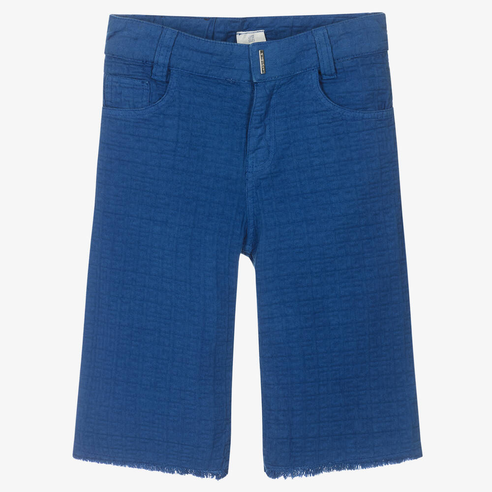 Givenchy - Short bleu en jacquard 4G ado | Childrensalon