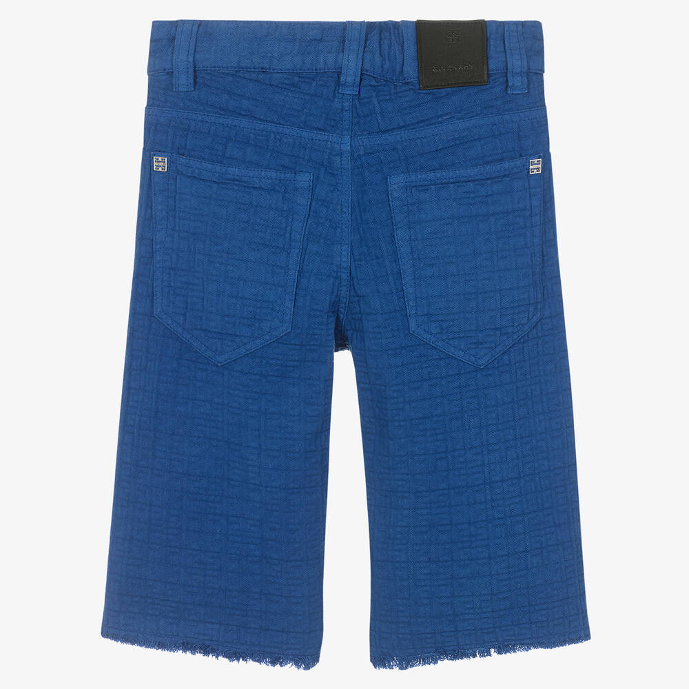 Givenchy-Синие жаккардовые шорты с принтом 4G | Childrensalon Outlet