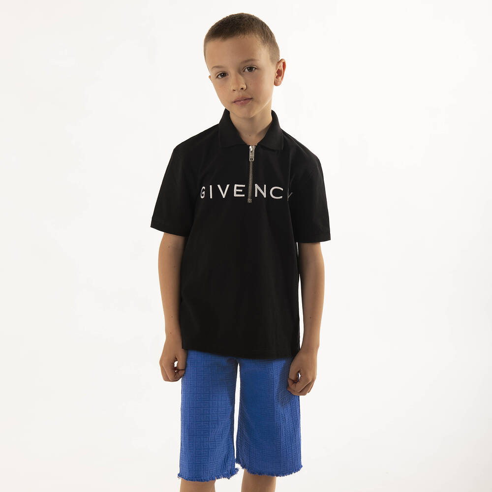 Givenchy-Синие жаккардовые шорты с принтом 4G | Childrensalon Outlet