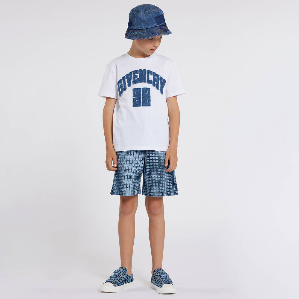 Givenchy-Teen Boys Blue Cotton Jersey 4G Shorts | Childrensalon Outlet
