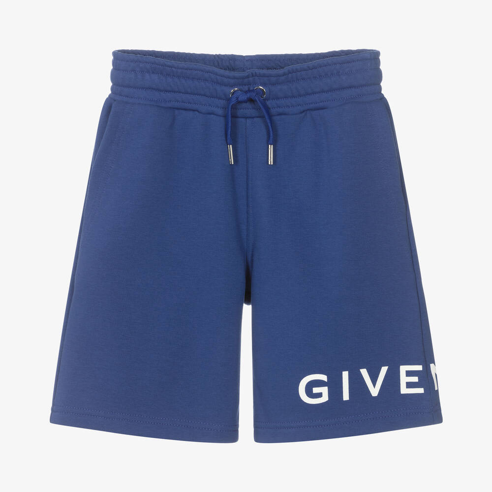 Givenchy - Teen Boys Blue Cotton Logo Shorts | Childrensalon