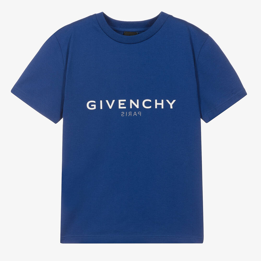 Givenchy - Teen Boys Blue Cotton Logo T-Shirt | Childrensalon