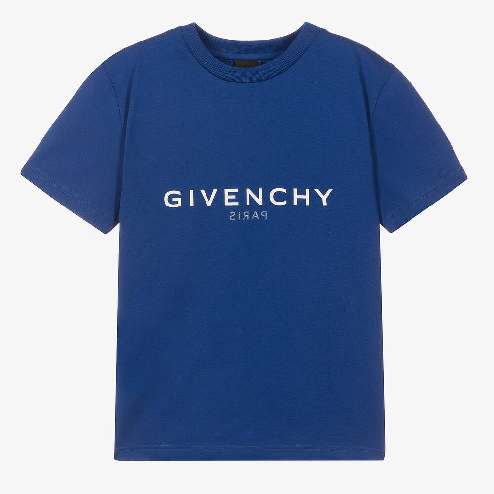 Givenchy - تيشيرت تينز ولادي قطن لون أزرق | Childrensalon