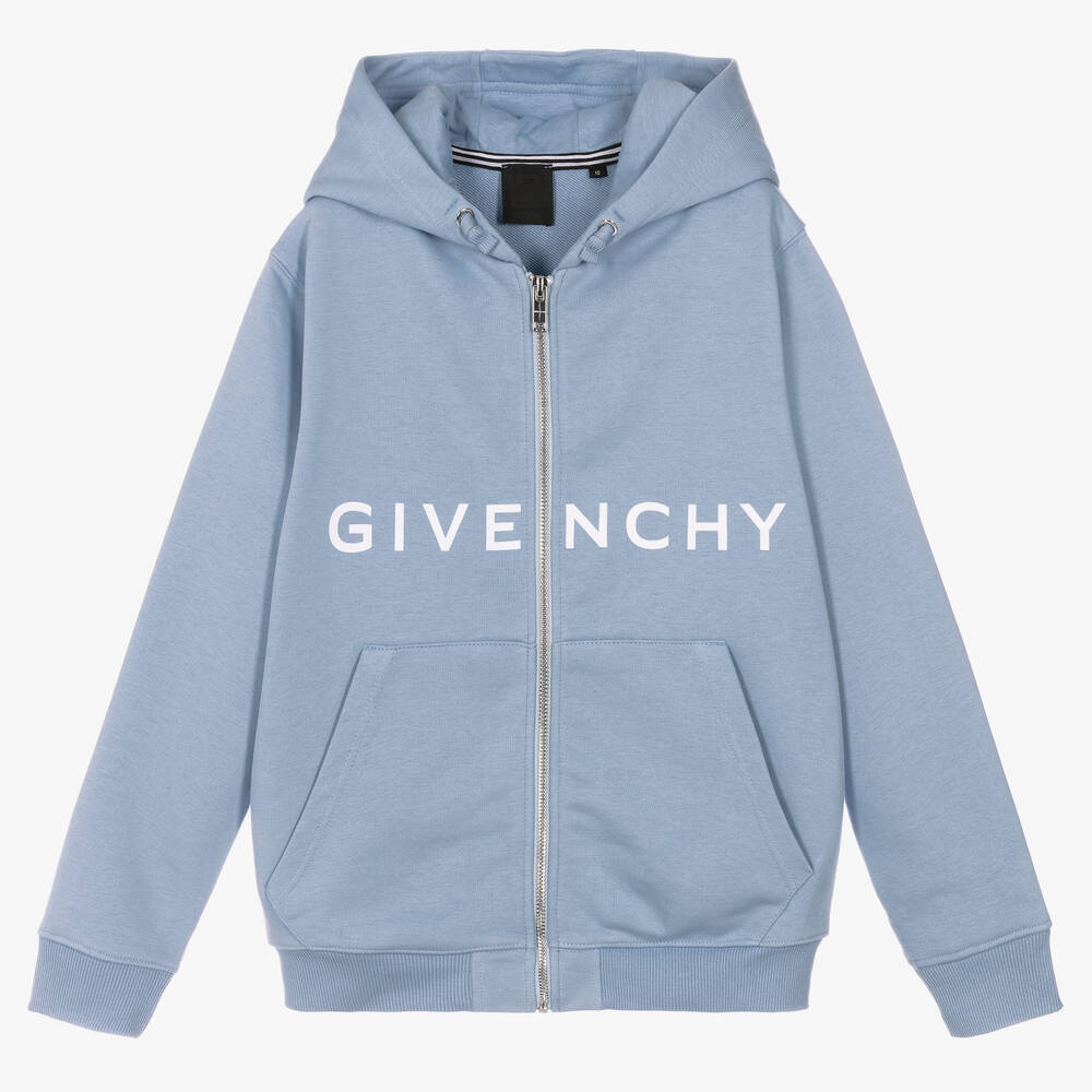 Givenchy - Blouson à capuche bleu en coton ado | Childrensalon