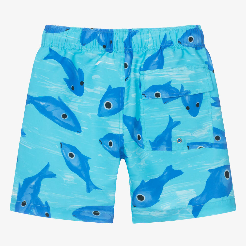 Givenchy-Teen Boys Blue Fish Print Swim Shorts | Childrensalon Outlet