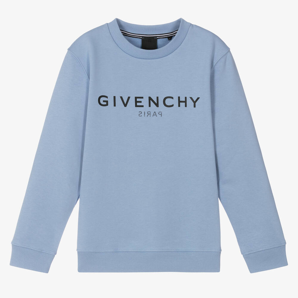 Givenchy - سويتشيرت تينز ولادي قطن جيرسي لون أزرق | Childrensalon