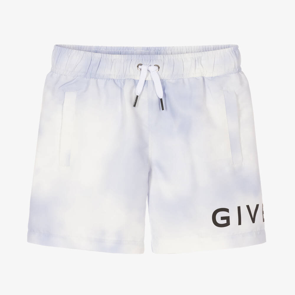 Givenchy - Teen Boys Blue Logo Swim Shorts | Childrensalon