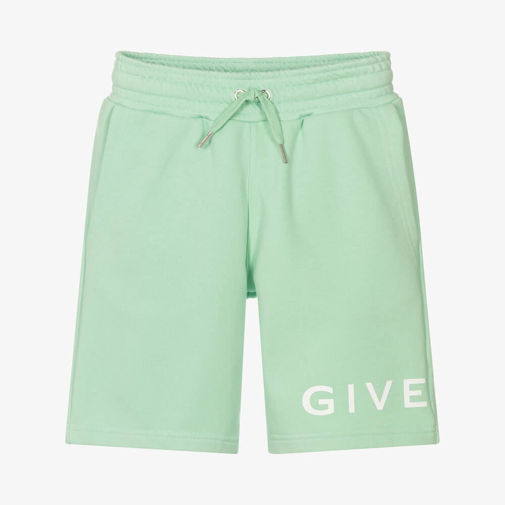 Givenchy - Teen Boys Green Cotton Logo Shorts | Childrensalon