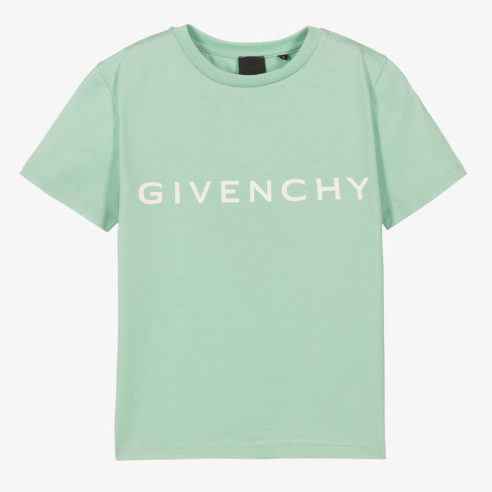 Givenchy - تيشيرت تينز ولادي قطن لون أخضر نعناعي | Childrensalon